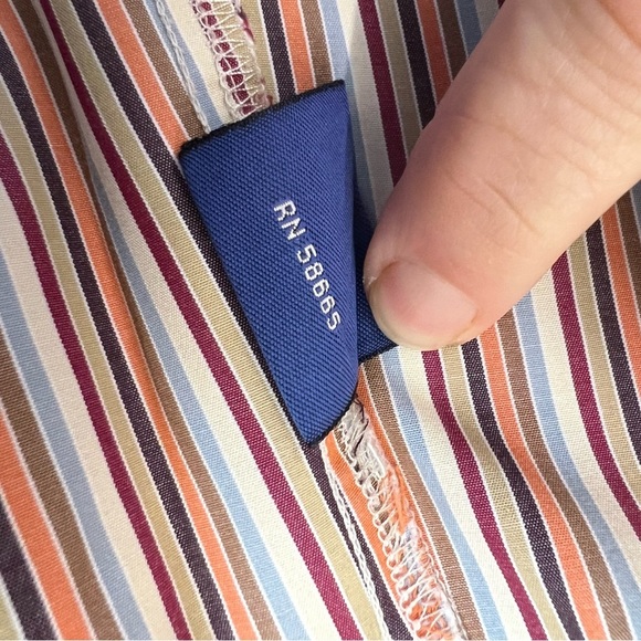 Faconnable Long Sleeve Button Down Cotton Poplin Shirt XL multicolor stripe - Picture 7 of 7